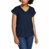 Eddie Bauer Travex Women's Gate Check SS V-Neck Ladder Stitch Tee -Eddie Bauer Sales 10516916x1013055 zm
