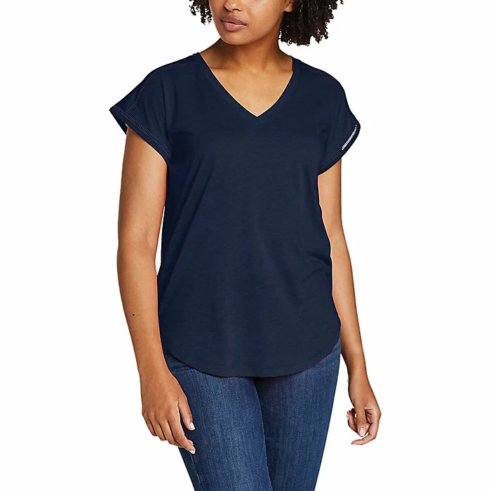 Eddie Bauer Travex Women's Gate Check SS V-Neck Ladder Stitch Tee 3 Eddie Bauer Travex Women's Gate Check SS V-Neck Ladder Stitch Tee