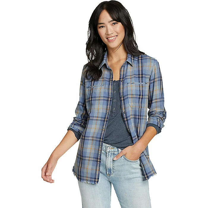 Eddie Bauer Women's Fremont Flannel Frayed Hem LS Shirt 3 Eddie Bauer Women's Fremont Flannel Frayed Hem LS Shirt